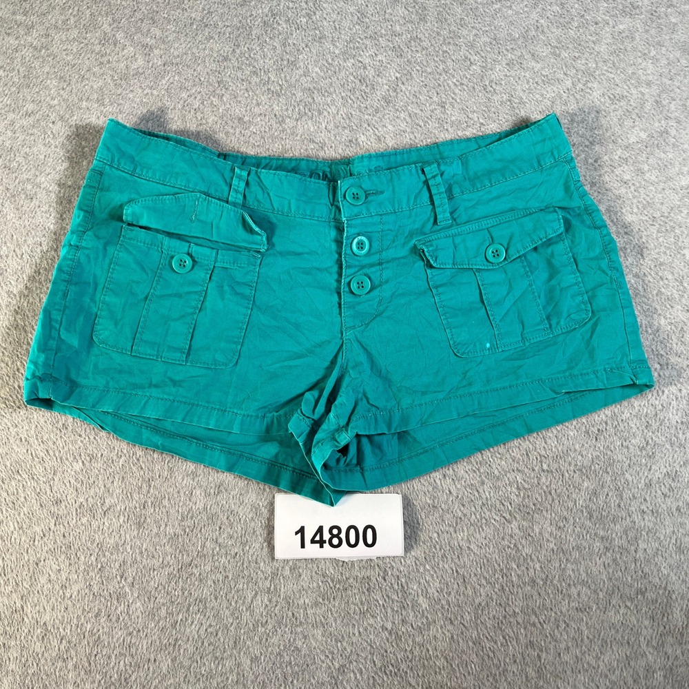 Arizona Jean Co. Cargo Shorts Women 11 Teal Green Good Utility Low Rise Stretch